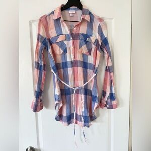 Isabel Maternity by Ingrid & Isabel - Plaid Button-Up Tunic - Size Small